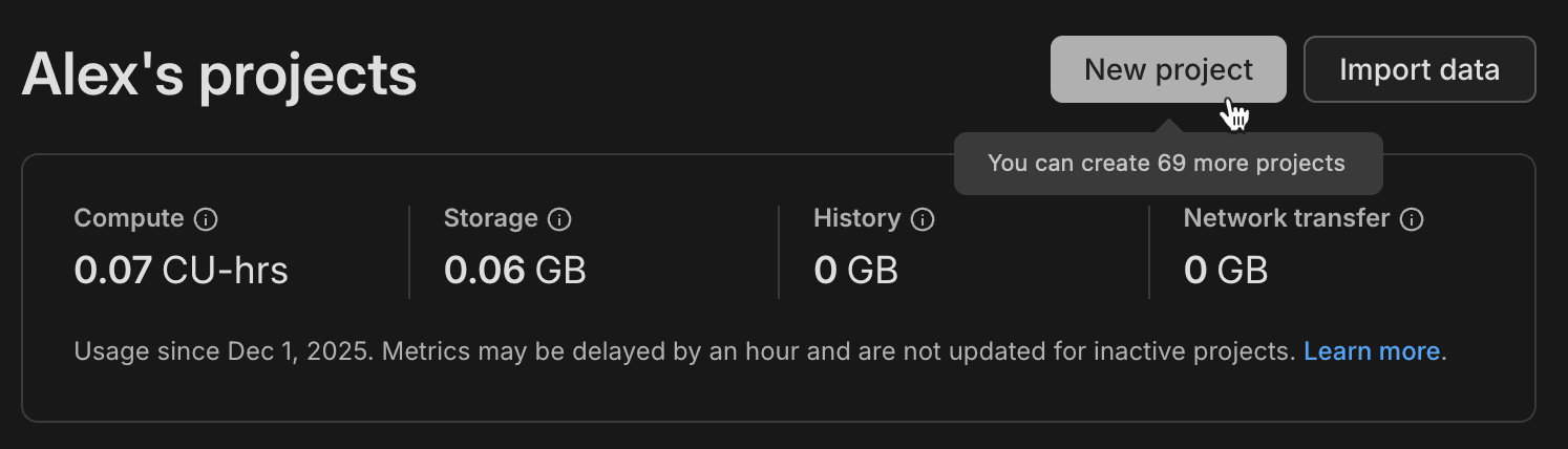 Free plan 70 projects